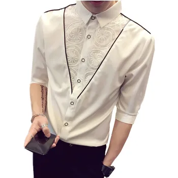 2020 Summer New Men's Stitching Short-sleeved Shirts Black White Slim Fit Men Banquet Dress Shirt Size S M L XL XXL XXXL
2020 Summer New Men's Stitching Short-sleeved Shirts Black White Slim Fit Men Banquet Dress Shirt Size S M L XL XXL XXXL
