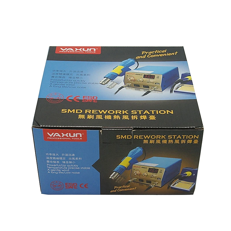BGA Rework station YAXUN YX-886D+ 2 in 1 SMD hot air and soldering station temperature Momery Function 5V 1A USB Output