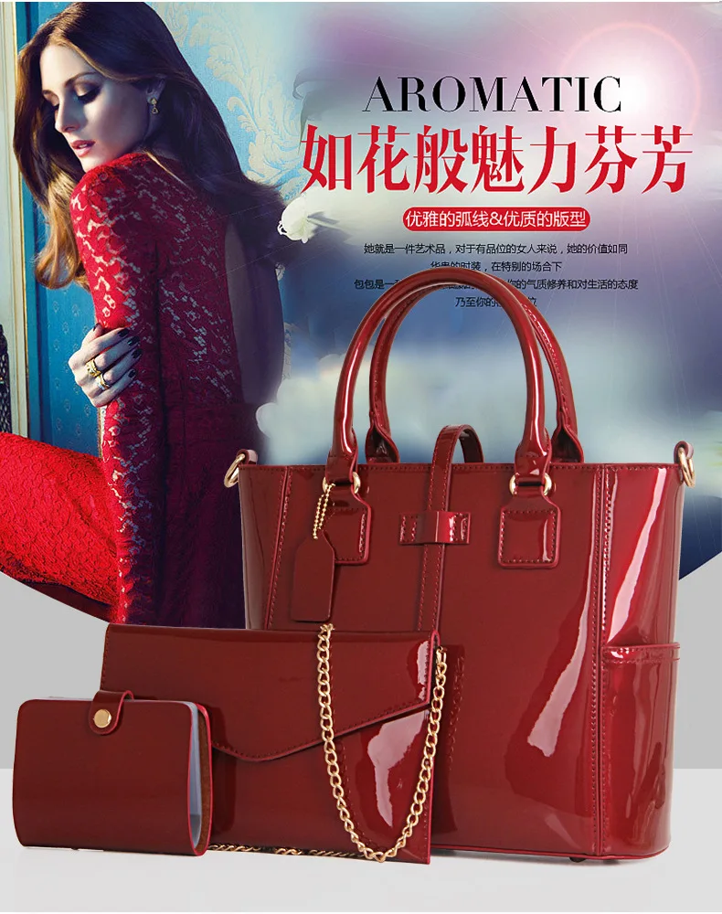 2016 New Style Europe And America Fashion Three-piece Set Different Size Bags Patent Leather Mother And Child Bag Fashion Should
2016 New Style Europe And America Fashion Three-piece Set Different Size Bags Patent Leather Mother And Child Bag Fashion Should