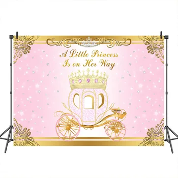 Baby Shower Photography Backdrop Royal girl Crown Retro carriage Pink Gold Background Princess Birthday Party photo booth props
Baby Shower Photography Backdrop Royal girl Crown Retro carriage Pink Gold Background Princess Birthday Party photo booth props