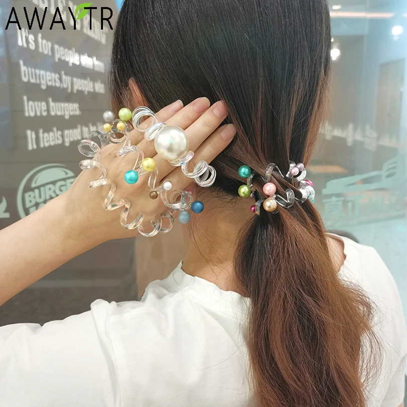 Women Thin Colorful Pearl Elastic Plastic Rubber Telephone Cord Wire No Crease Hair Ties Scrunchies Hair Ring Band Accessories
Women Thin Colorful Pearl Elastic Plastic Rubber Telephone Cord Wire No Crease Hair Ties Scrunchies Hair Ring Band Accessories