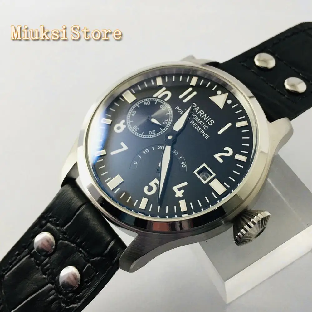 Фото Мужские наручные часы Parnis роскошные кожаные большого размера 47 - купить