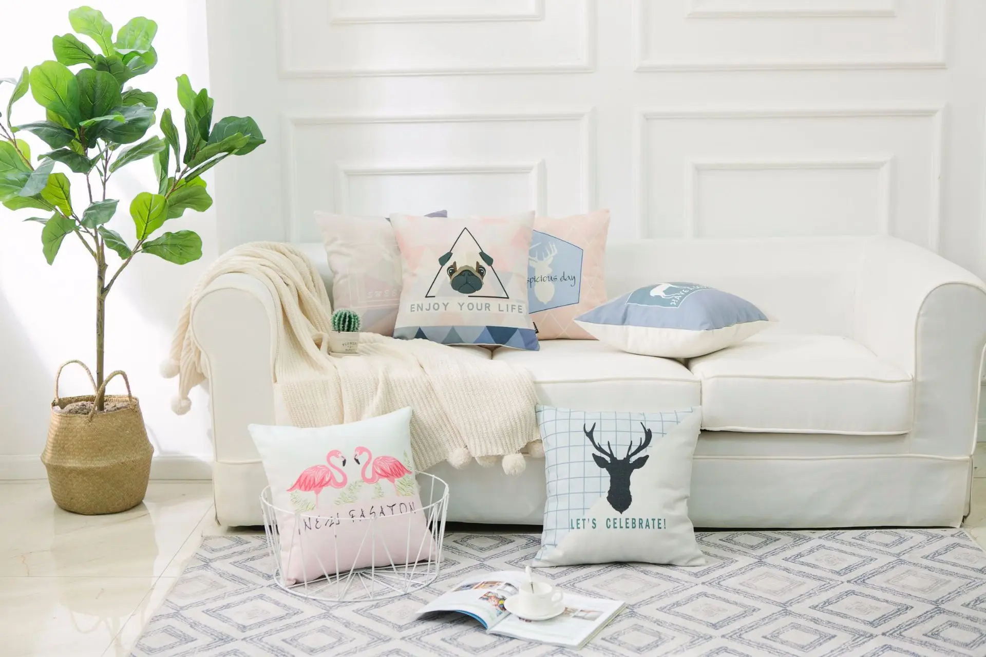 origional flamingo elk pillow cotton linen office nap waist