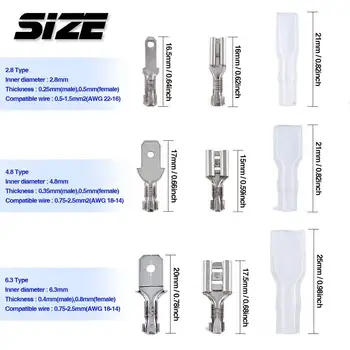 180/60PCS 2.8mm 4.8mm 6.3mm Male Crimp Terminal Set Electrical Cable Crimp Terminal & Insulated Spade Wire Connectors Female
180/60PCS 2.8mm 4.8mm 6.3mm Male Crimp Terminal Set Electrical Cable Crimp Terminal & Insulated Spade Wire Connectors Female