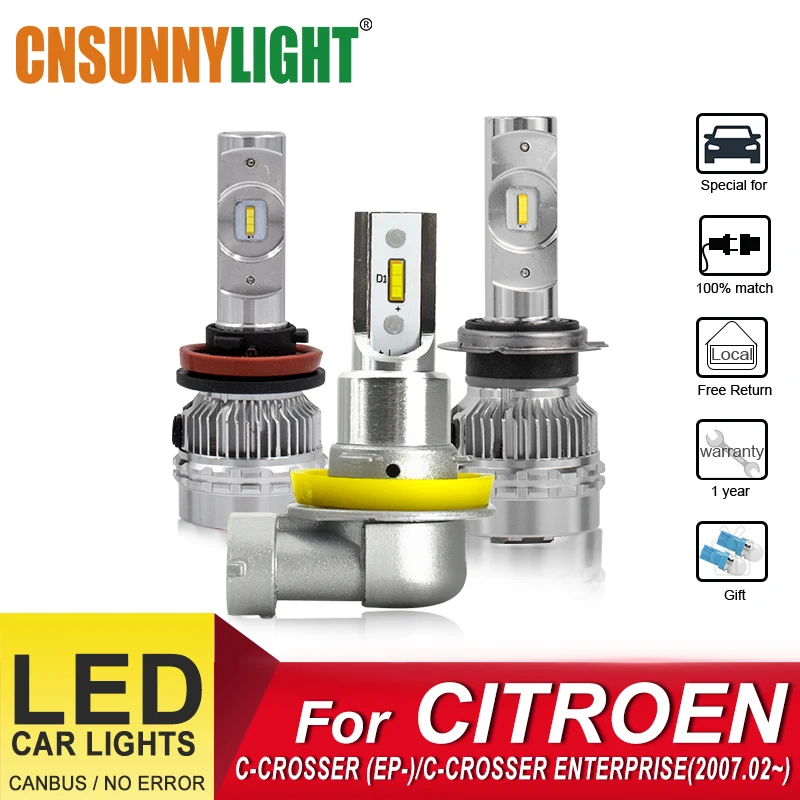 CNSUNNYLIGHT Canbus LED Car Headlight Bulbs For CITROEN C-CROSSER EP/ ENTERPRISE From 2007.02 Foglamp Bulbs Headlamp Auto Lights
CNSUNNYLIGHT Canbus LED Car Headlight Bulbs For CITROEN C-CROSSER EP/ ENTERPRISE From 2007.02 Foglamp Bulbs Headlamp Auto Lights