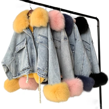 MAOMAOFUR Real Fur Parka Winter Short Style Jacket Natural Fox Fur Collar Cuff Rex Rabbit Fur Liner Coat Women Denim Fur Jacket
MAOMAOFUR Real Fur Parka Winter Short Style Jacket Natural Fox Fur Collar Cuff Rex Rabbit Fur Liner Coat Women Denim Fur Jacket