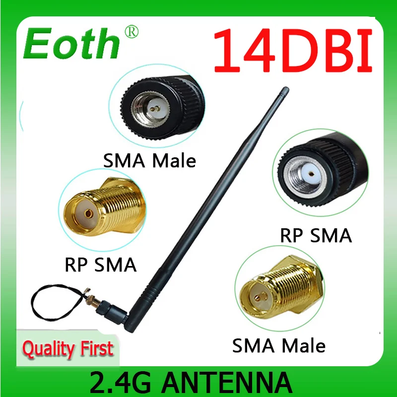 EOTH 2 4G антенна wifi 14dBi SMA разъем PBX 4 ГГц Wi-Fi 4g Wifi усилитель 21 см ufl./ IPX 1 13 ОТРЕЗОК кабеля