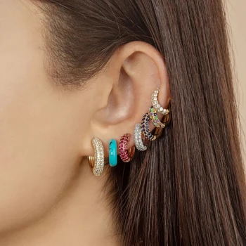 Fashion Korean Small Hoop Earrings Multicolor CZ Zircon Tiny Circle Huggie Earrings for Women Cartilage Jewelry Gift
Fashion Korean Small Hoop Earrings Multicolor CZ Zircon Tiny Circle Huggie Earrings for Women Cartilage Jewelry Gift