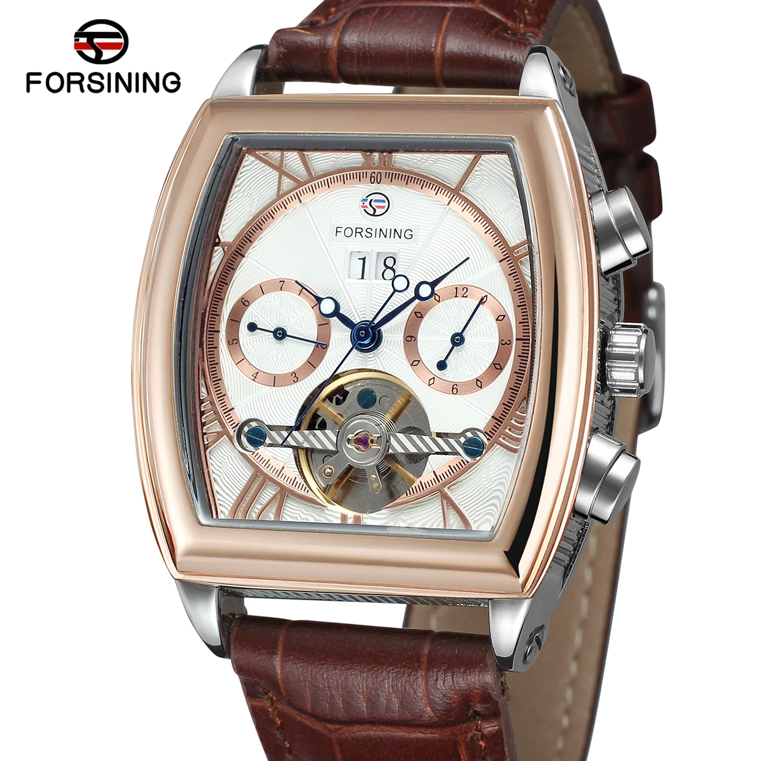 Forsining Multifunction Retro Series Rectangle Dial Genuine Belt Tourbillion Design Men Automatic Watches Top Brand Luxury Clock
Forsining Multifunction Retro Series Rectangle Dial Genuine Belt Tourbillion Design Men Automatic Watches Top Brand Luxury Clock