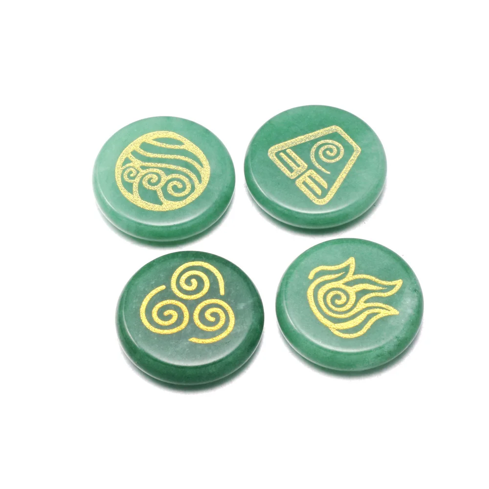 Natural Stone Loose Beads Green Aventurine Round Shape with Four Different Runes Making for Charm Jewelry Gift for Women 25x25mm
Natural Stone Loose Beads Green Aventurine Round Shape with Four Different Runes Making for Charm Jewelry Gift for Women 25x25mm