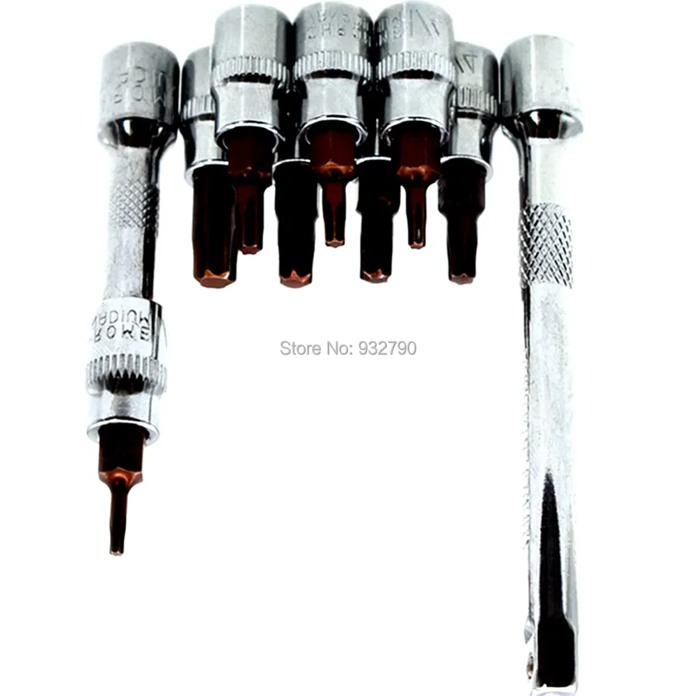 8x Torx Bit Socket Set 1/4" Square Impact Driver T8 T10 T15 T20 T25 T27 T30 T40 + 2x 1/4" Drive Extension Bar 2" 50mm 4" 100mm
8x Torx Bit Socket Set 1/4" Square Impact Driver T8 T10 T15 T20 T25 T27 T30 T40 + 2x 1/4" Drive Extension Bar 2" 50mm 4" 100mm