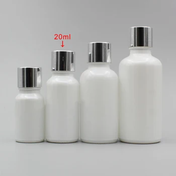 20ml Pearl White Essential Oil Glass Bottle With Silver/Black Screw Cap 
20ml Pearl White Essential Oil Glass Bottle With Silver/Black Screw Cap