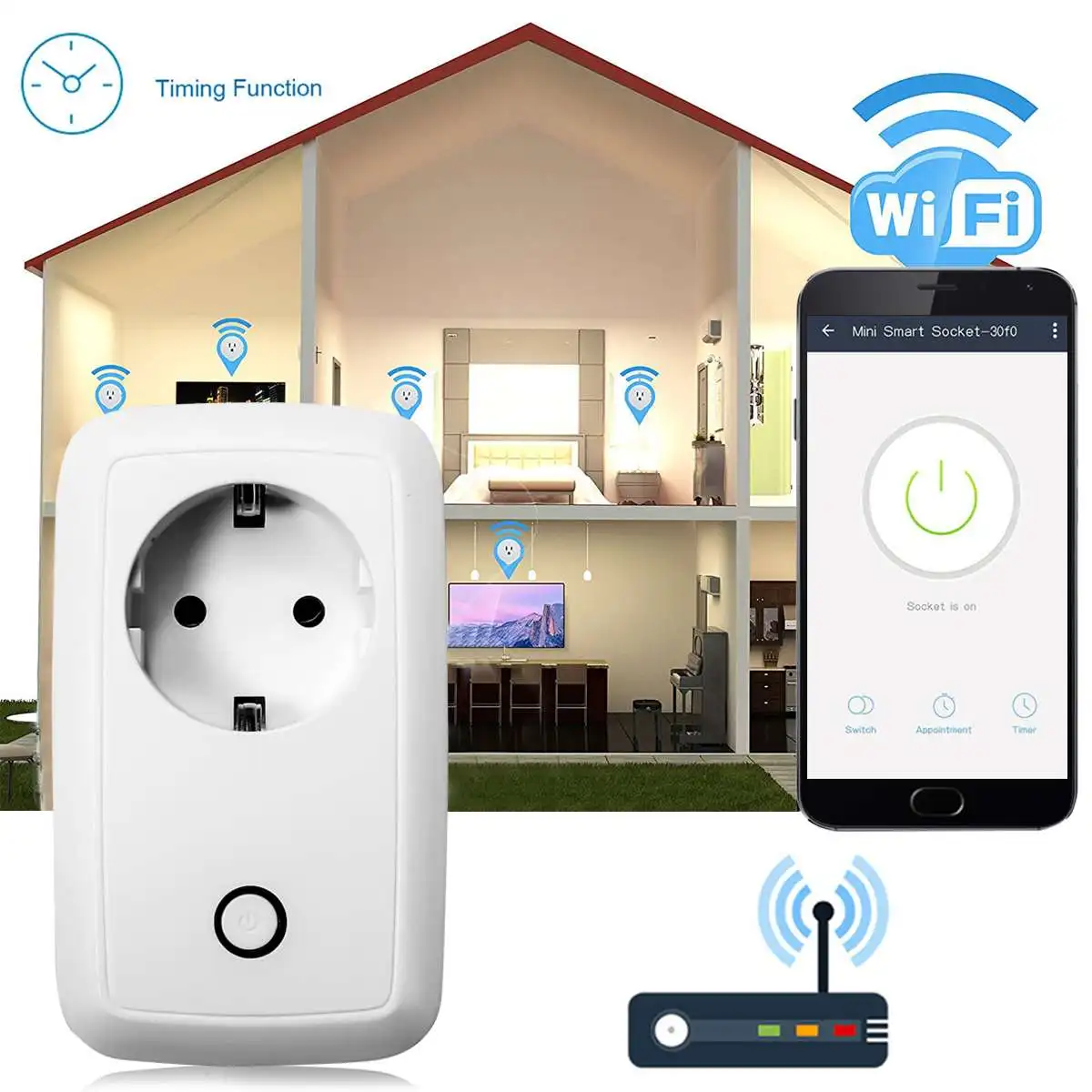 WIFI Smart Socket EU Plug 220V 16A Remote Control Smart Timing Switch Home Electrical Sockets Support Alexa/Google Assistant
WIFI Smart Socket EU Plug 220V 16A Remote Control Smart Timing Switch Home Electrical Sockets Support Alexa/Google Assistant