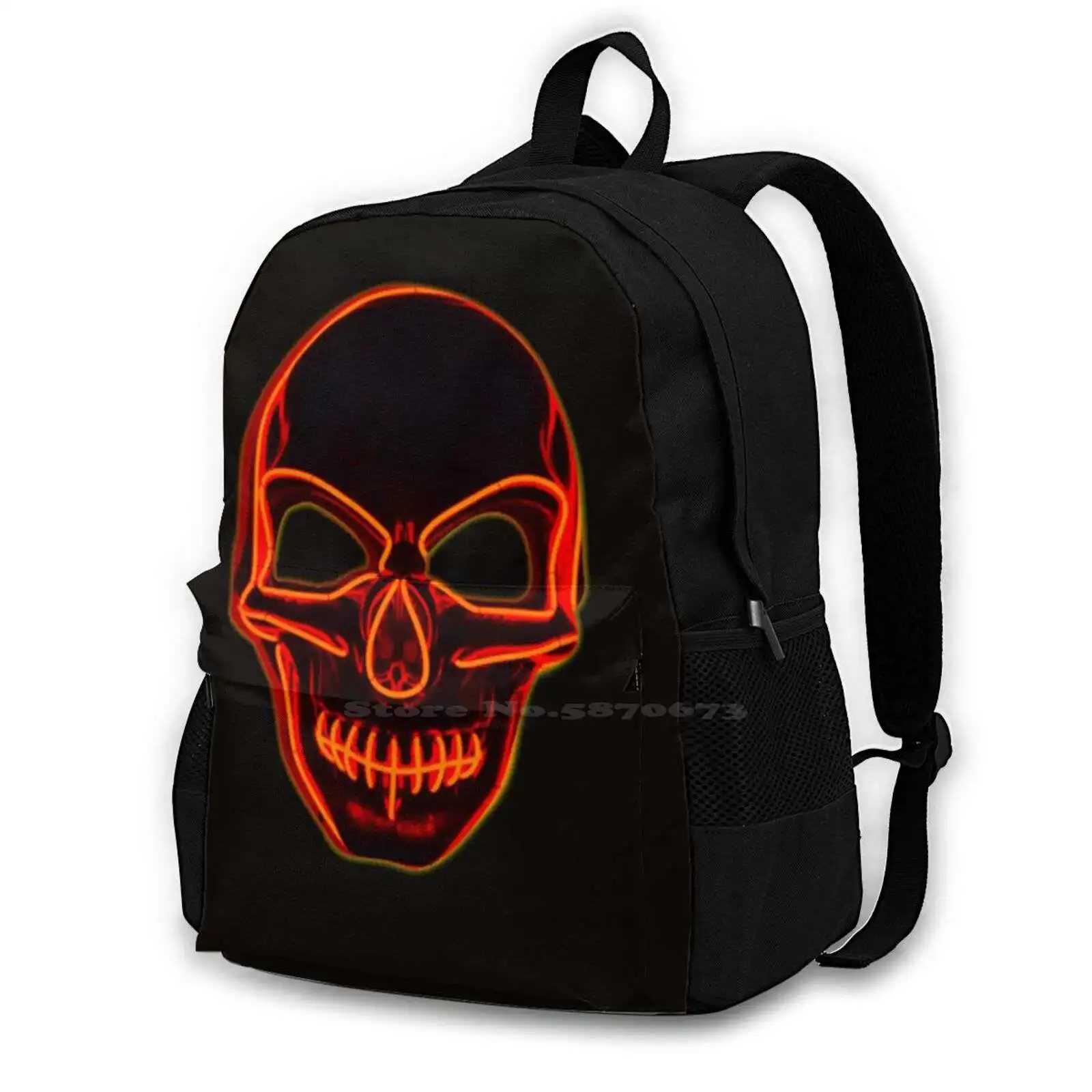 

Neon Skull Backpack For Student School Laptop Travel Bag Neon Skull Kiss Skeleton Dead Kiss Skulls Death Skull Love Neon Neon