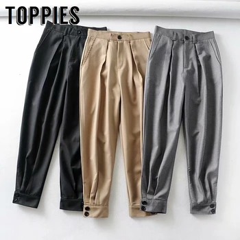 Leisure Suit Pants Pleated High Waist Trousers Women Pencil Pants Button Leg Opening Korean Clothes 2019
Leisure Suit Pants Pleated High Waist Trousers Women Pencil Pants Button Leg Opening Korean Clothes 2019