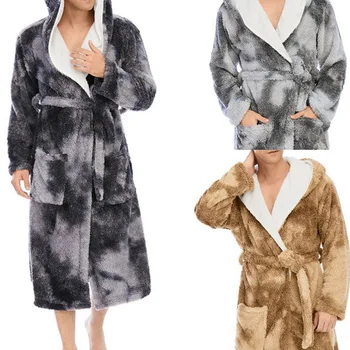 Men Flannel Bathrobe Tie-dye Sleepwear Winter Warm Hooded Bathrobe Long Sleeve Home Cloth with Waist Belt Fashion Male Bathrobe
Men Flannel Bathrobe Tie-dye Sleepwear Winter Warm Hooded Bathrobe Long Sleeve Home Cloth with Waist Belt Fashion Male Bathrobe