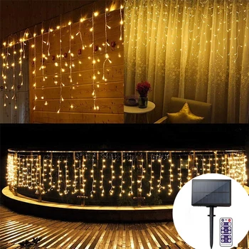 3M/5M Solar powered Led Icicle Curtain string light Waterproof Outdoor Curtain String Lights for Holiday Christmas Wedding Party
3M/5M Solar powered Led Icicle Curtain string light Waterproof Outdoor Curtain String Lights for Holiday Christmas Wedding Party