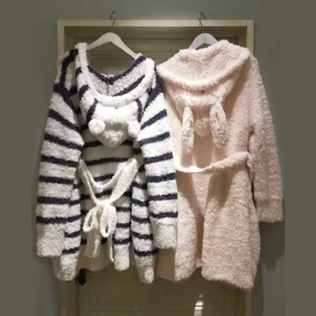 Japanese autumn winter female soft rabbit cat ears tied cardigan pajamas home wear bathrobe robe Gelato gown
Japanese autumn winter female soft rabbit cat ears tied cardigan pajamas home wear bathrobe robe Gelato gown