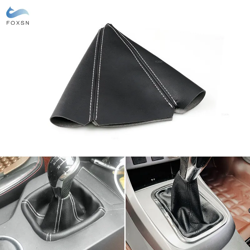 

Black-white line Universal Micro Leather Gear Shift Gaiter Automobile Shifter Lever Boot Dust Cover Car Styling Shift Knob Trim
