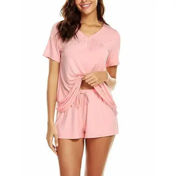 2020 Women Summer Short sleeve Pajama Set Casual Solid Ruffled T-Shirt Sleepwear Nightwear sleepwear for Women Nightwear Pijama 
2020 Women Summer Short sleeve Pajama Set Casual Solid Ruffled T-Shirt Sleepwear Nightwear sleepwear for Women Nightwear Pijama
