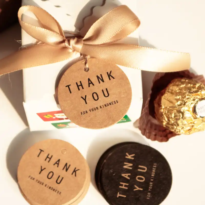 100pcs white brown thank you for celebrating with us gift t