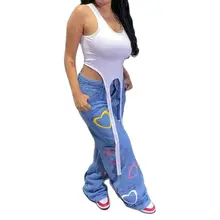 2022 Spring New Multi Pocket Heart-shaped Color Printed Loose Jeans Flared Pants Women
2022 Spring New Multi Pocket Heart-shaped Color Printed Loose Jeans Flared Pants Women