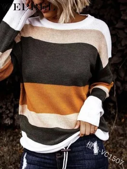 WEPBEL Patchwork Striped Womens Sweaters Autumn Loose Round Neck Long Sleeve Sweaters Casual Pullover Tops Outerwear
WEPBEL Patchwork Striped Womens Sweaters Autumn Loose Round Neck Long Sleeve Sweaters Casual Pullover Tops Outerwear