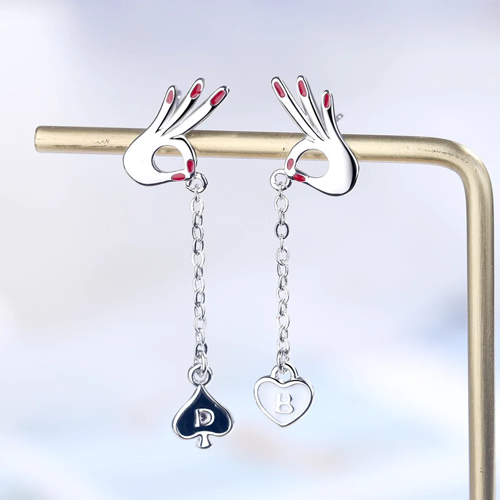 New Arrival Female Earrings 925 Sterling Silver OK Hand Long Tassel Asymmetric Love Heart Long Drop Earrings for Women Gift 
New Arrival Female Earrings 925 Sterling Silver OK Hand Long Tassel Asymmetric Love Heart Long Drop Earrings for Women Gift