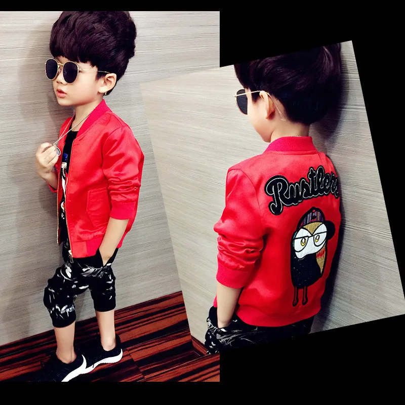 2018 New Style Men's Small CHILDREN'S Western Style Coat Children Baseball Uniform BOY'S Autumn Coat Big Boy Autumn Clothing Jac