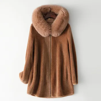 Women Ladies Real Wool Fox Hoodied Overcoat Pure Color Sheep Shearling Thick Warm Jacket Winter Overcoat Size M-2XL
Women Ladies Real Wool Fox Hoodied Overcoat Pure Color Sheep Shearling Thick Warm Jacket Winter Overcoat Size M-2XL