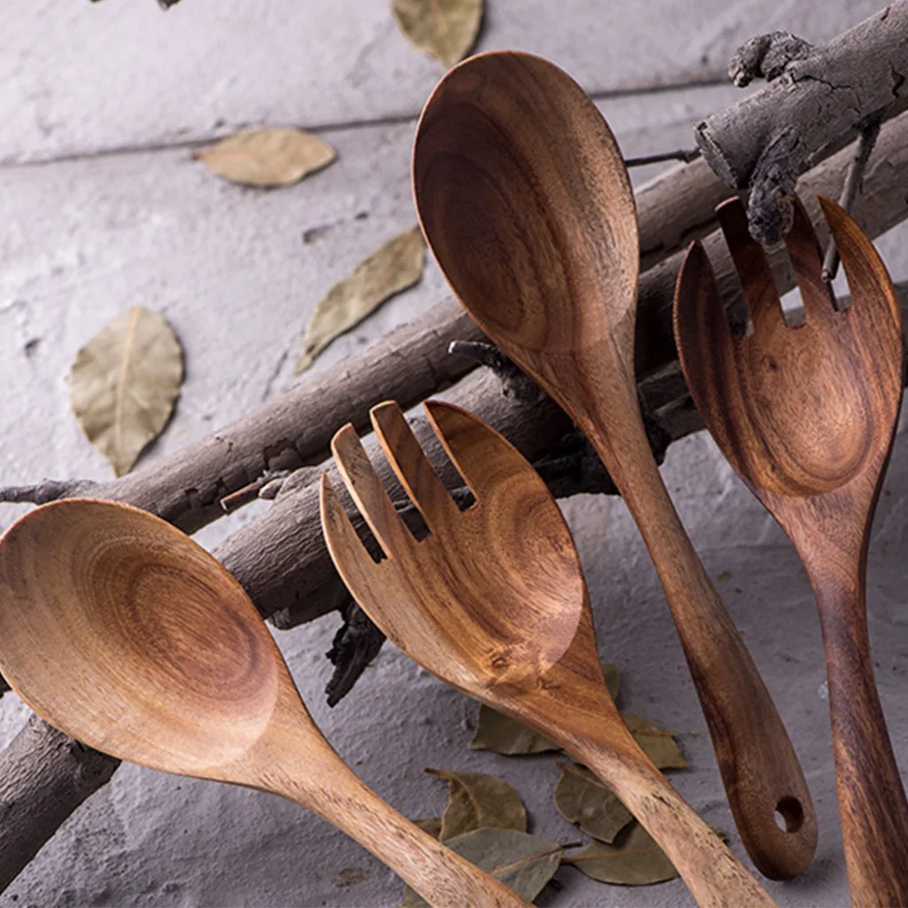 Natural Wooden Kitchen Cooking Spoons Large Salad Fork Spoon Wooden Utensils Tableware 2pcs Cutlery Set Kitchen Accessories
Natural Wooden Kitchen Cooking Spoons Large Salad Fork Spoon Wooden Utensils Tableware 2pcs Cutlery Set Kitchen Accessories