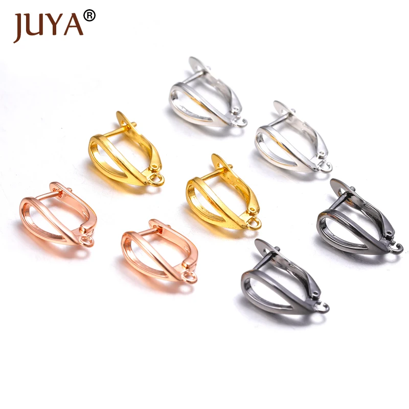 

JUYA Drop Shape Earrings Hook Clasps Gold color High Quality Copper Earring Findings For DIY Women Jewelry Making Accessories