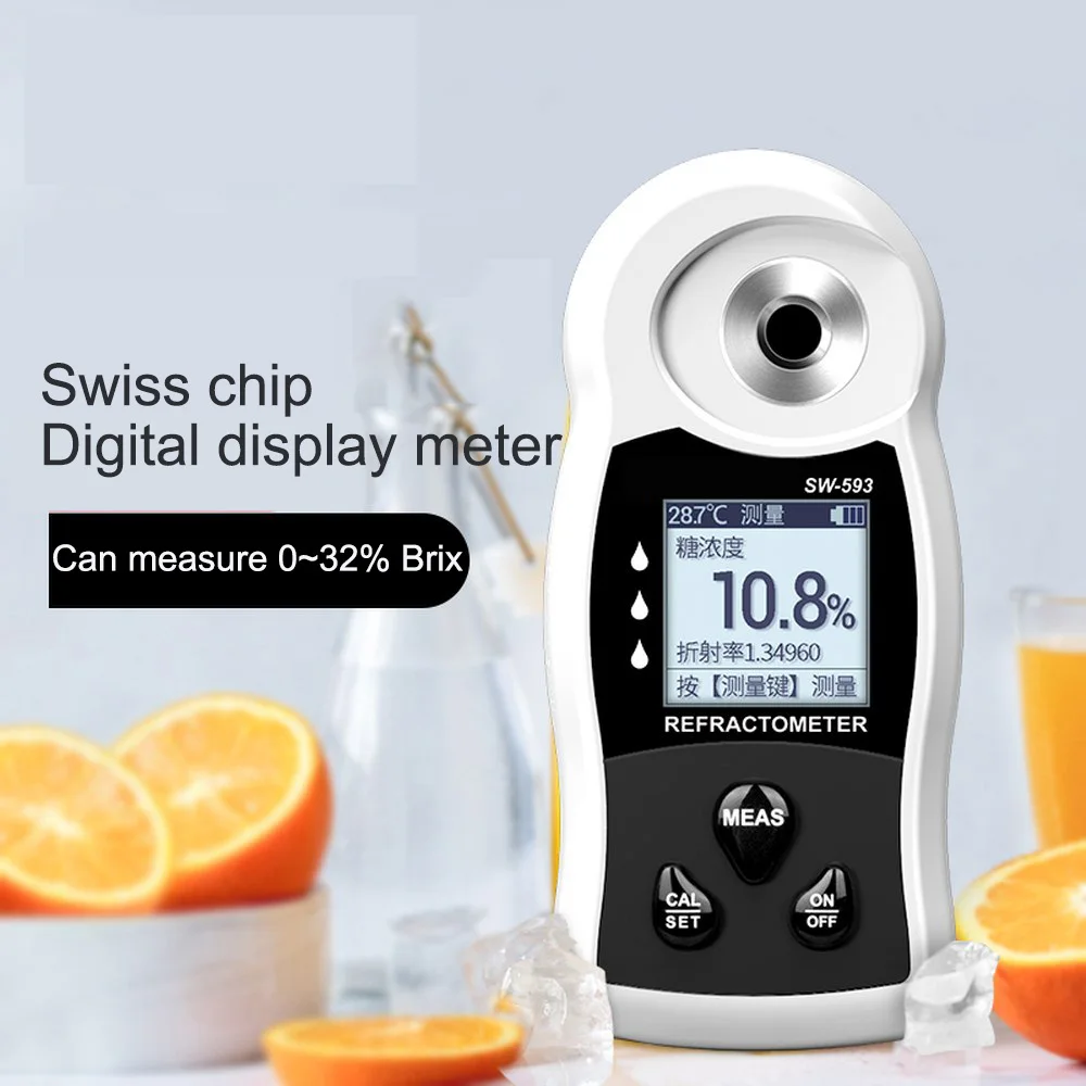 Digital Refractometer LCD Sugar Meter 0~55% Brix Saccharimeter Densimeter for Fruit Wine Beer Alcohol Sugar Concentration Tester
Digital Refractometer LCD Sugar Meter 0~55% Brix Saccharimeter Densimeter for Fruit Wine Beer Alcohol Sugar Concentration Tester