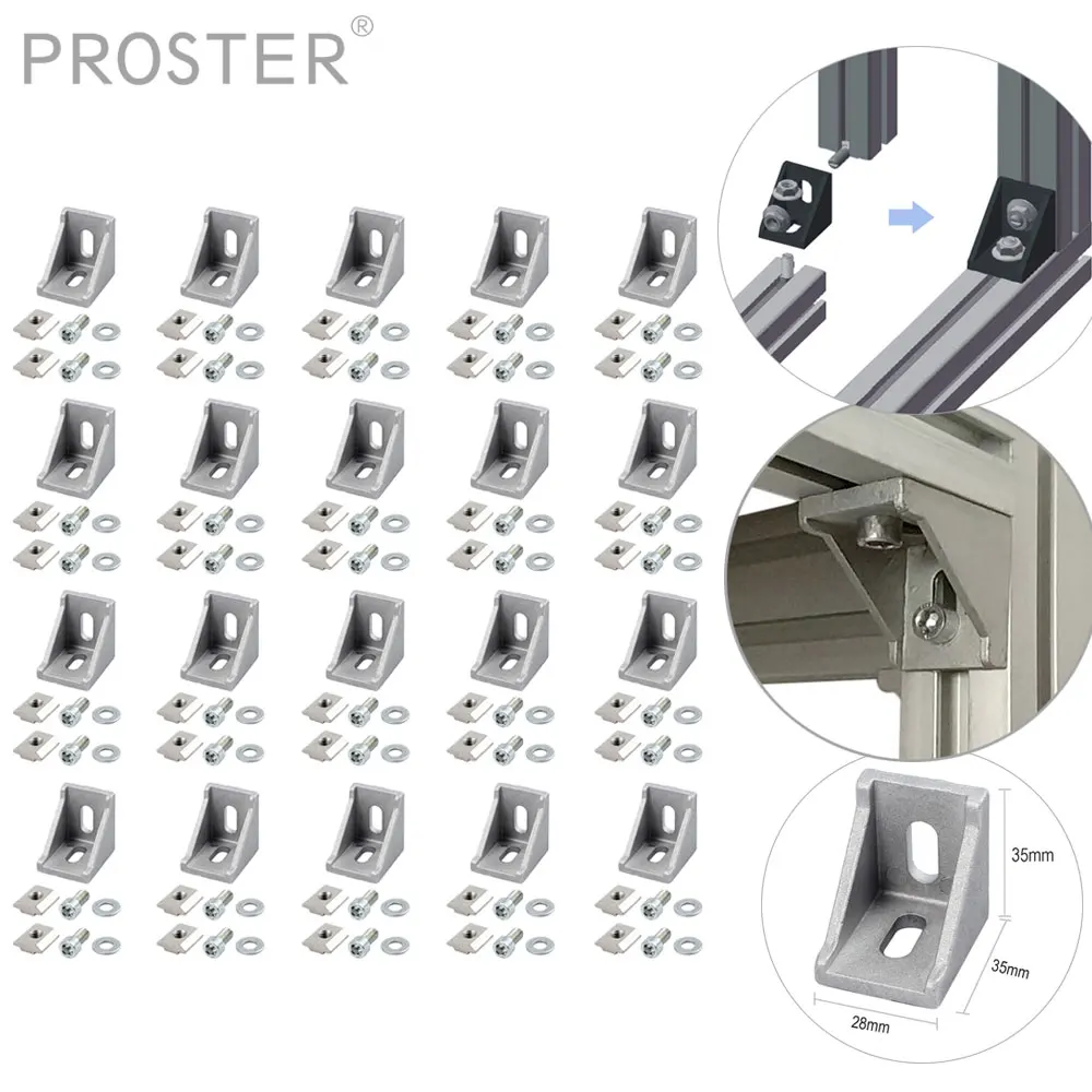 Proster 20Pcs Right Angle Bracket Connector T-Nut Screw 3030 Aluminum Extrusion Profile For Aluminum Profiles Strut Profiles
Proster 20Pcs Right Angle Bracket Connector T-Nut Screw 3030 Aluminum Extrusion Profile For Aluminum Profiles Strut Profiles