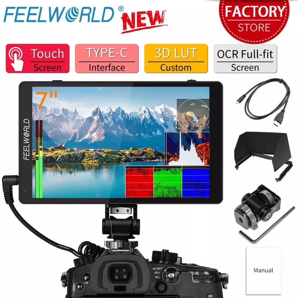 Монитор для камеры FEELWORLD F7 PRO 7-дюймовый сенсорный экран 3D LUT 4K 60 Гц HDMI DSLR 1920x120 0 IPS F970