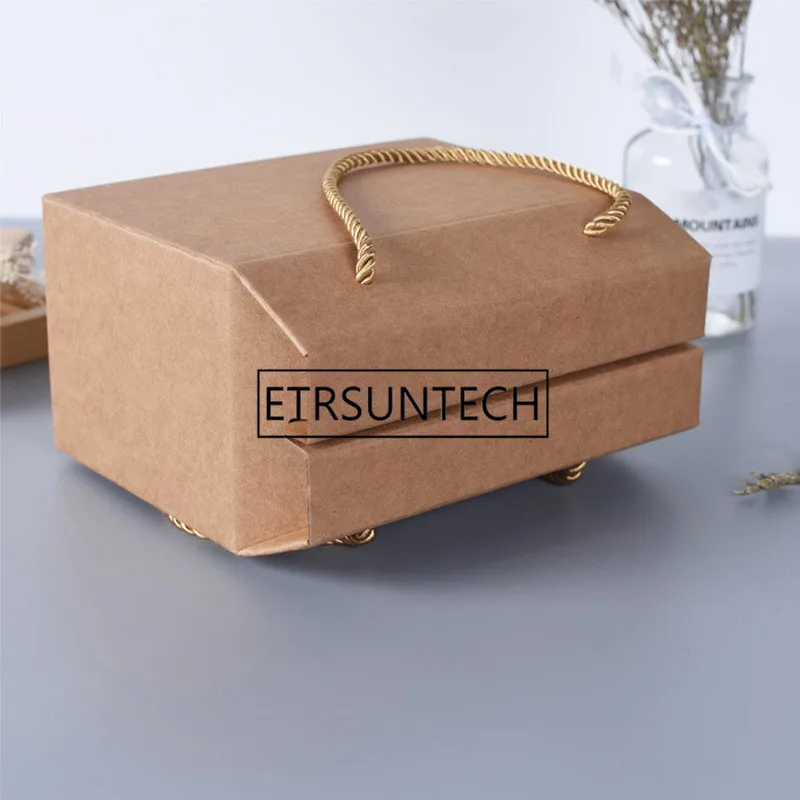 100pcs/lot brown kraft paper portable package box