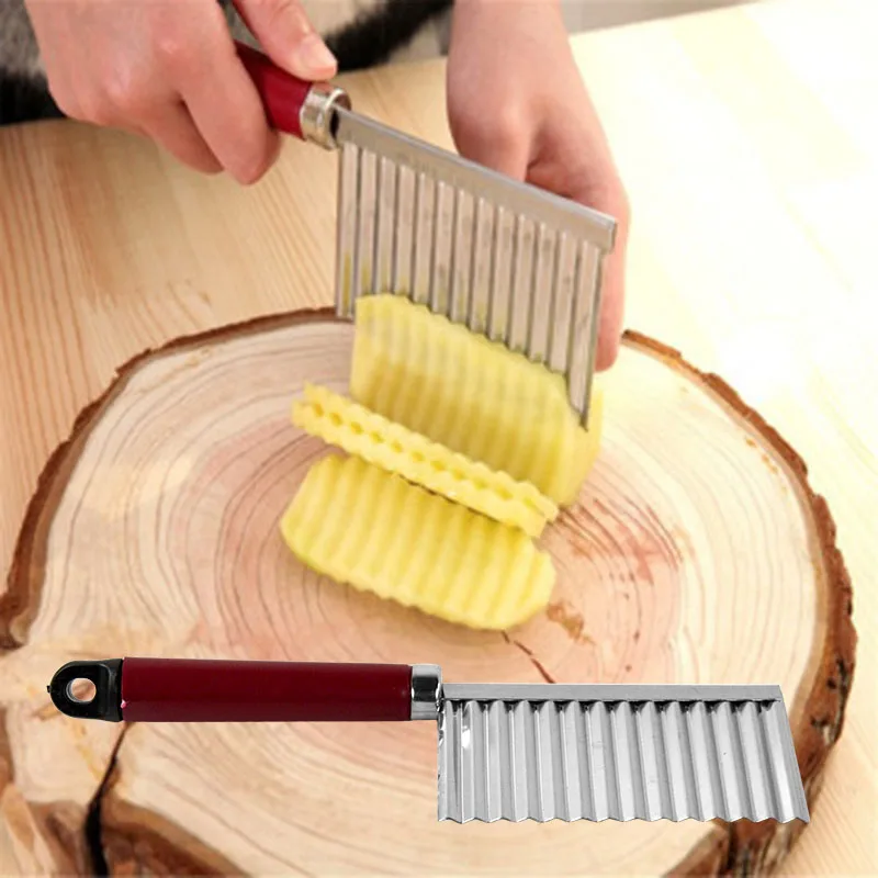 Potato French Fry Cutter Stainless Steel Kitchen Accessories Wave Knife Chopper Serrated Blade Carrot Slicer
Potato French Fry Cutter Stainless Steel Kitchen Accessories Wave Knife Chopper Serrated Blade Carrot Slicer