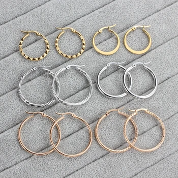1 Pair Stainless Steel Circle Earring For Women Silver/Rose/Gold Round Hoop Earrings Ladies Jewelry Wholesale 2019 
1 Pair Stainless Steel Circle Earring For Women Silver/Rose/Gold Round Hoop Earrings Ladies Jewelry Wholesale 2019