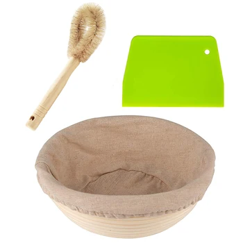 Practical Bread Proof Basket 23X8 cm (9 Inches), Lined Sourdough Basket, Dough Scraper, Cleaning Brush 
Practical Bread Proof Basket 23X8 cm (9 Inches), Lined Sourdough Basket, Dough Scraper, Cleaning Brush