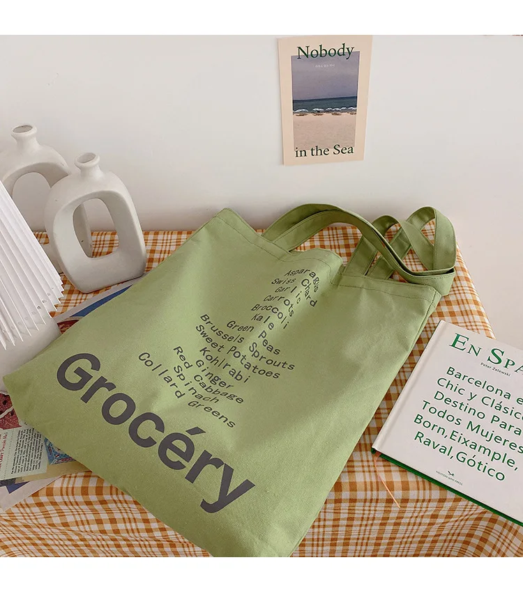 Cute Grocery List Design Canvas Tote Bag - Eco-Friendly Shopping Companion 23 Hb2ca4c24ff454c8693acc7b542407dfbB