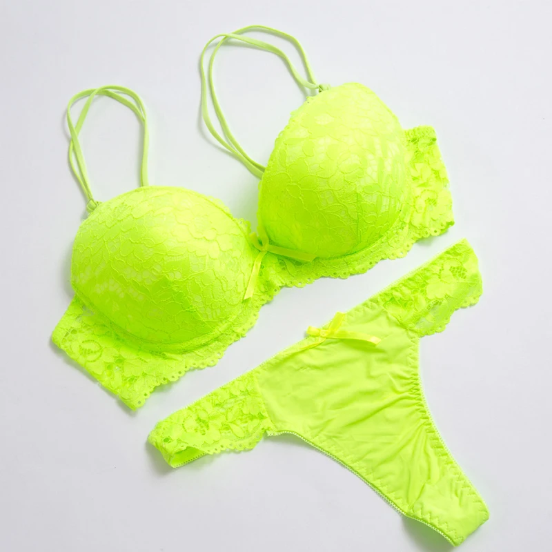 New Fashion Candy colors Lingerie Bra Set Lace Bra and Panty Push Up Women Underwear Sets Underwire Bralette Sexy Thong 3/4 Cup
New Fashion Candy colors Lingerie Bra Set Lace Bra and Panty Push Up Women Underwear Sets Underwire Bralette Sexy Thong 3/4 Cup