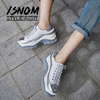 ISNOM Genuine Leather Lace Up Flats Plaform Sneakers For Women Round Toe Footwear Clunky Shoes Casual Female Dorky Dad Shoes
ISNOM Genuine Leather Lace Up Flats Plaform Sneakers For Women Round Toe Footwear Clunky Shoes Casual Female Dorky Dad Shoes