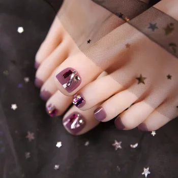24pcs/box Summer Wearable Full Cover Women Fashion Toenails Ice Transparent Crystal Purple Translucent Foot Fake Nails with Glue
24pcs/box Summer Wearable Full Cover Women Fashion Toenails Ice Transparent Crystal Purple Translucent Foot Fake Nails with Glue