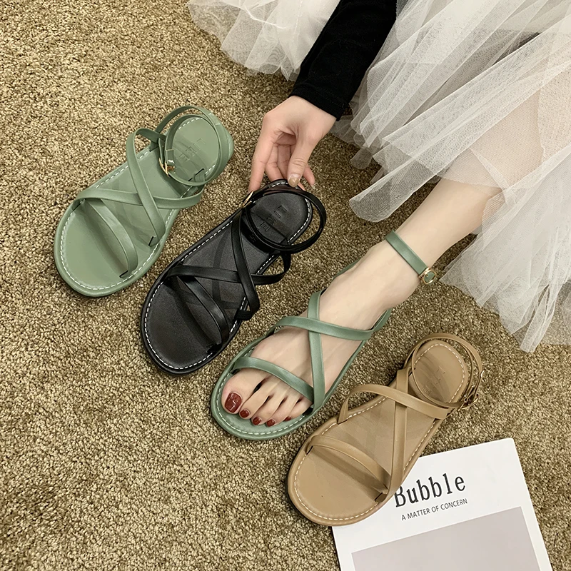 

Roman sandals, fairy wind, INS fashion, net red, 2020 new summer fashion, students' all-around super fire flat shoes