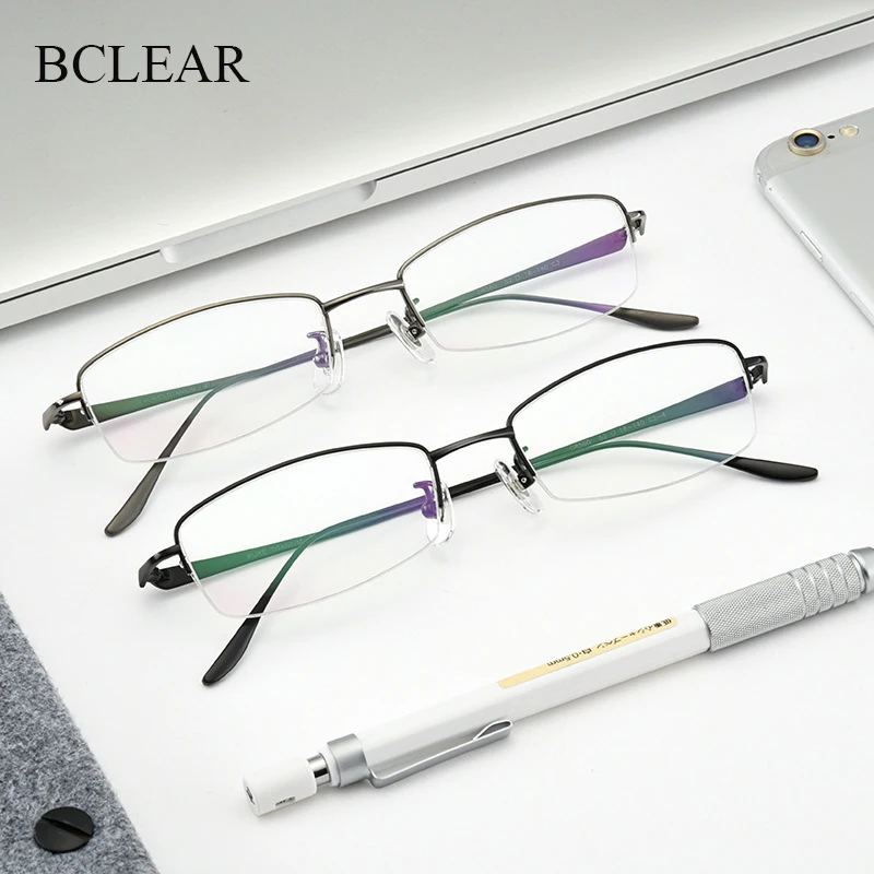 BCLEAR Pure Titanium Eyeglasses Frame Men New Prescription Half Semi Rimless Square Myopia Optical Glasses Eyewear Good Quality 
BCLEAR Pure Titanium Eyeglasses Frame Men New Prescription Half Semi Rimless Square Myopia Optical Glasses Eyewear Good Quality