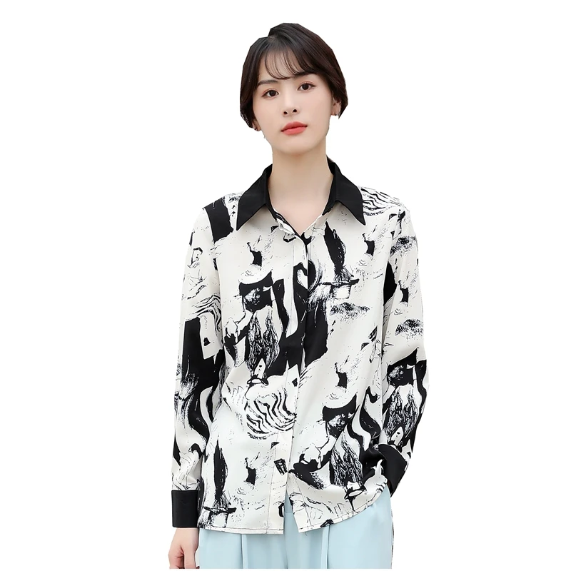 Chinoiserie women turn-down collar Splash ink pattern print full sleeve shirts career elegant office lady work shirts tops
Chinoiserie women turn-down collar Splash ink pattern print full sleeve shirts career elegant office lady work shirts tops