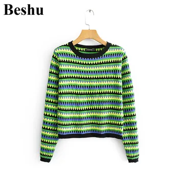 za 2020 fashion sweater women color matching O-neck striped jacquard knitted sweater female casual long sleeve lady clothes
za 2020 fashion sweater women color matching O-neck striped jacquard knitted sweater female casual long sleeve lady clothes