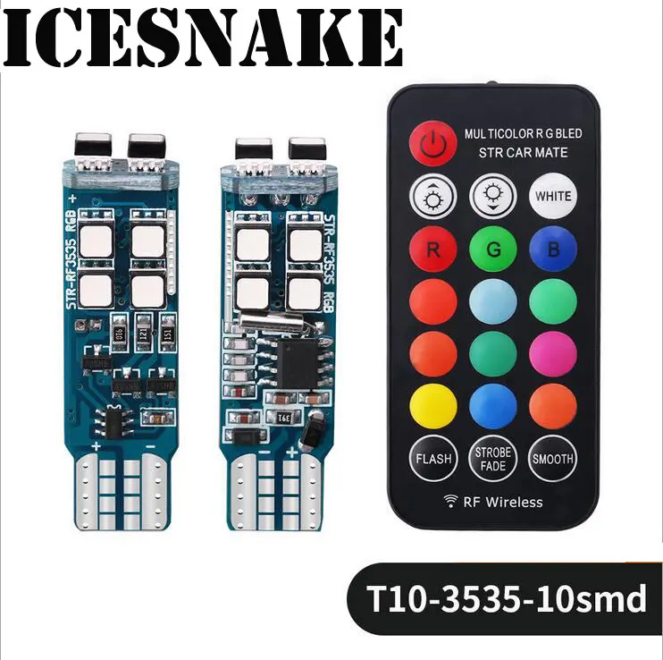 Icesnake 2Pcs/set T10 bus W5W 194 RGB LED Light Atmosphere Lamp Wireless Remote Controller Car Side Marker Lamp Position Light
Icesnake 2Pcs/set T10 bus W5W 194 RGB LED Light Atmosphere Lamp Wireless Remote Controller Car Side Marker Lamp Position Light