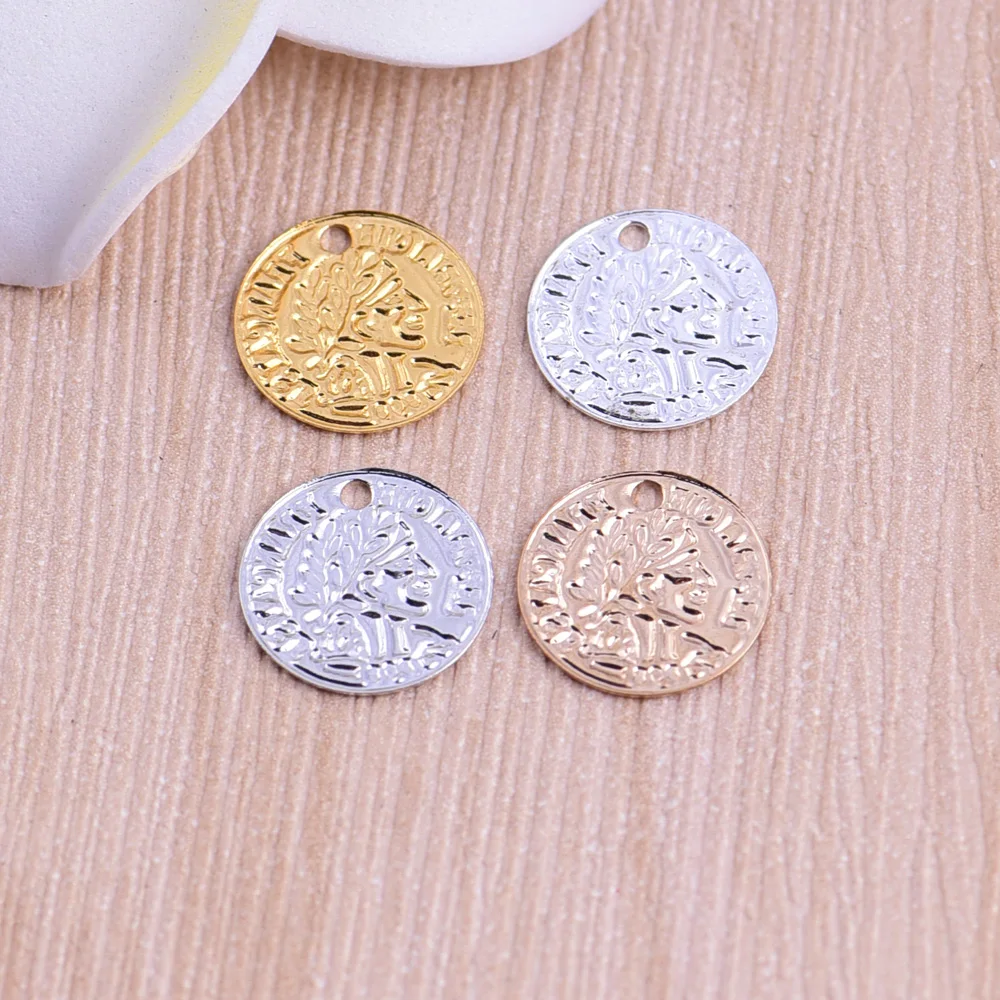 12mm 10pcs copper 5 Color Charms Round retro coin mysterious figure face Charm Pendants Metal Jewelry Findings Fit DIY | Украшения и
