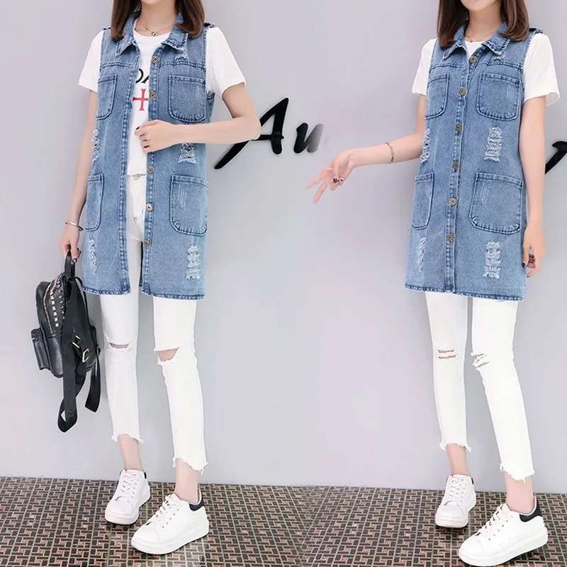 new Plus Size Jacket Sleeveless Cardigan Ladies Jeans Waistcoats Long Denim Vest Women Jacket -85
new Plus Size Jacket Sleeveless Cardigan Ladies Jeans Waistcoats Long Denim Vest Women Jacket -85